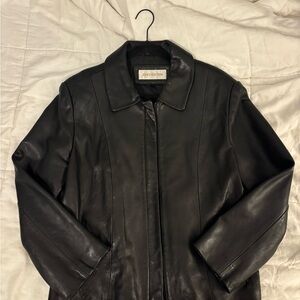 Jones New York Women's Elegant Black Leather Jacket